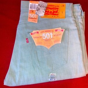 Mens 36x30 501 Levi Jeans. Cone Denim. COLOR:Mint Green